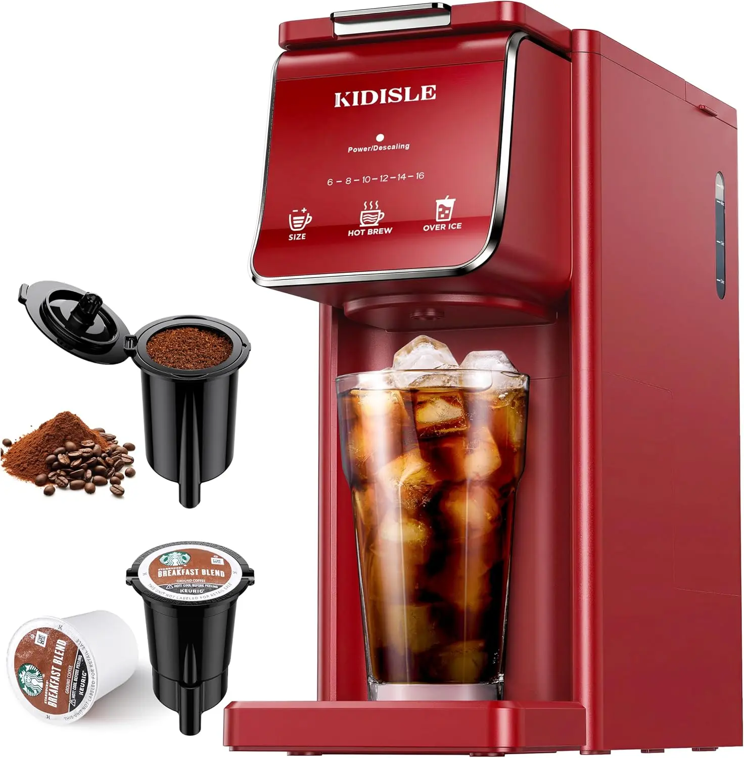 KIDISLE Single Serve Coffee Maker for K Cup & Ground Coffee – Hot & Iced